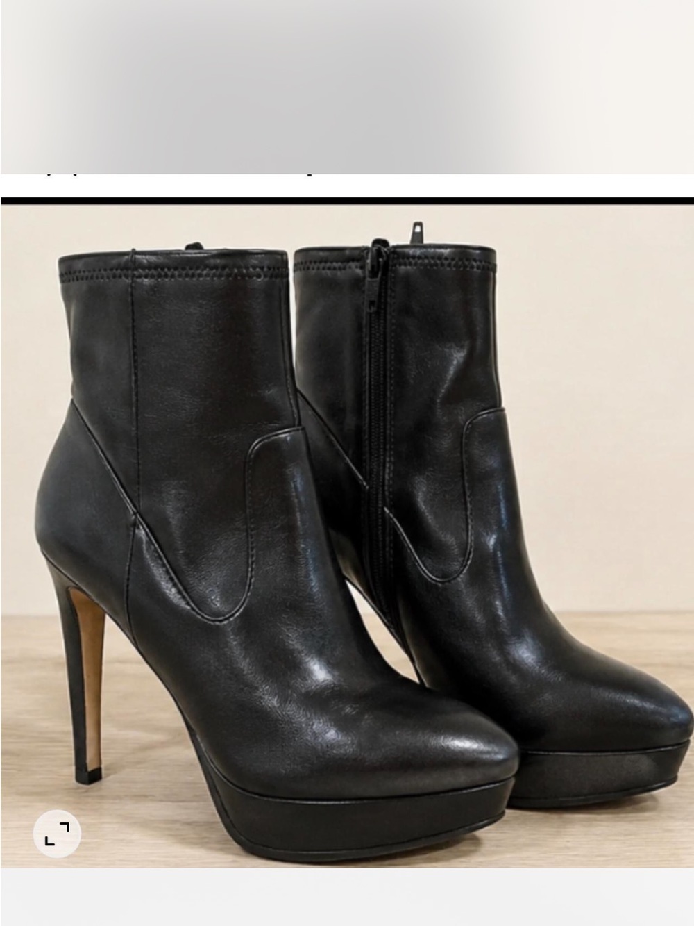 Gianni Bini Black Vegan Leather Platform Ankle Boots